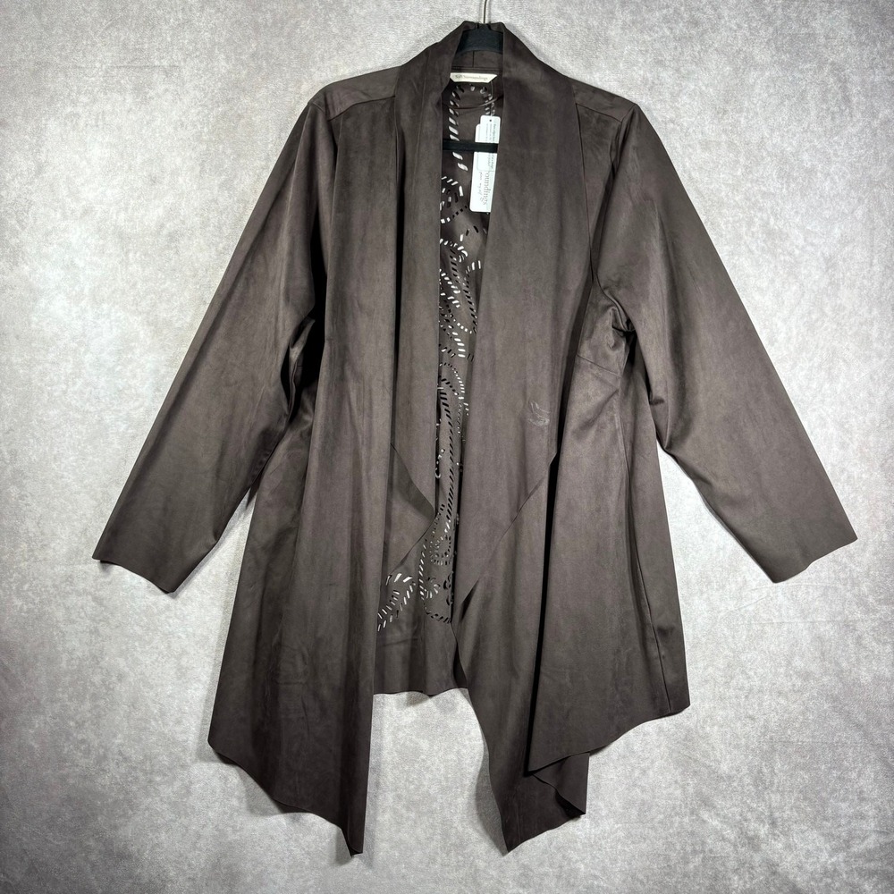Soft Surroundings Robin Suede Jacket Womens Size 2X Burnt Hickory Lasercut NEW